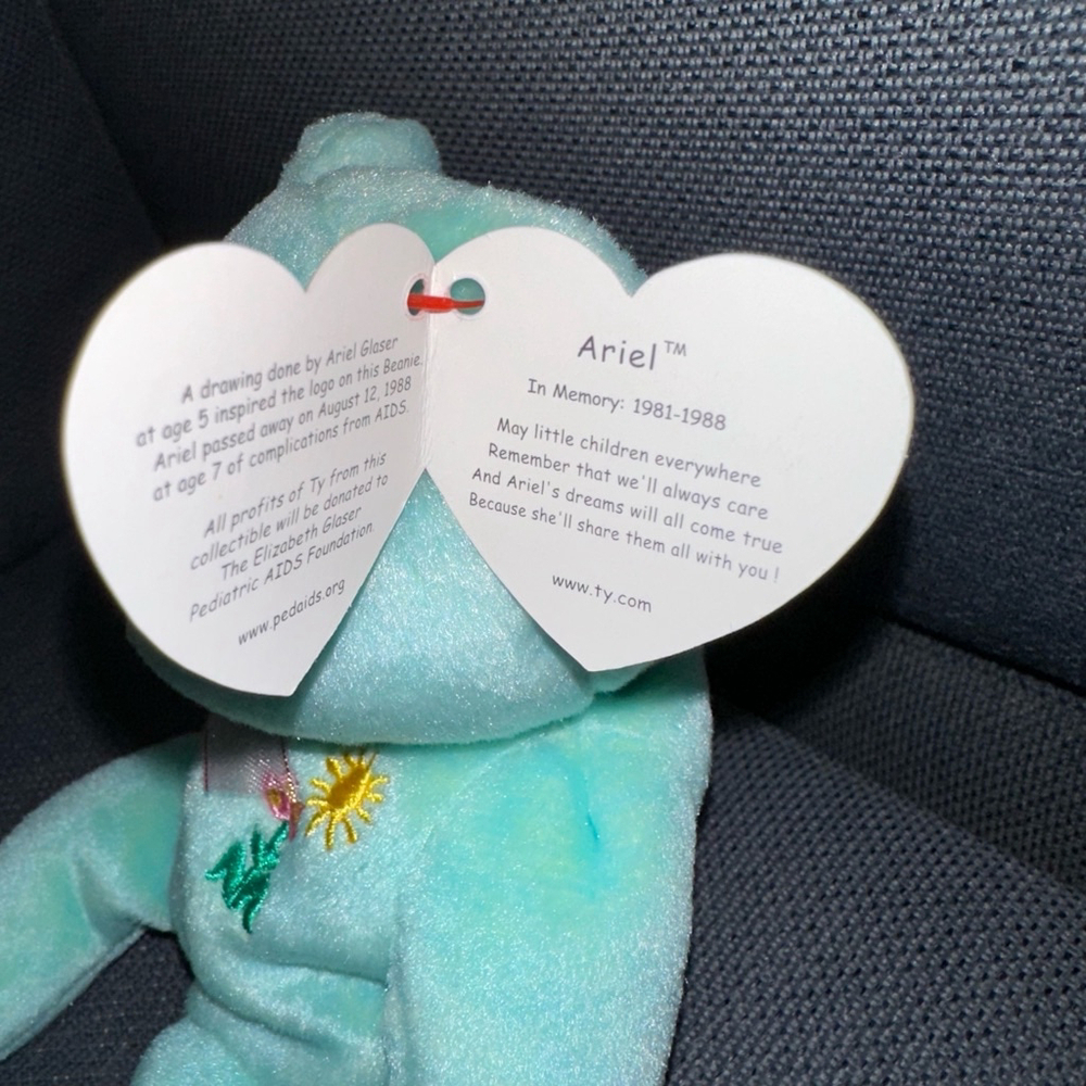 Ty Beanie Baby Ariel Light Teal P.E. Pellets 2000 vintage NWMT Retired New - Picture 11 of 13